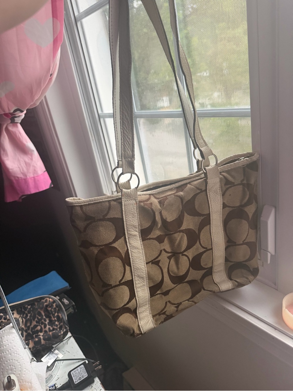 Vintage Coach Tote Bag in Brown and Tan - Classic Pattern